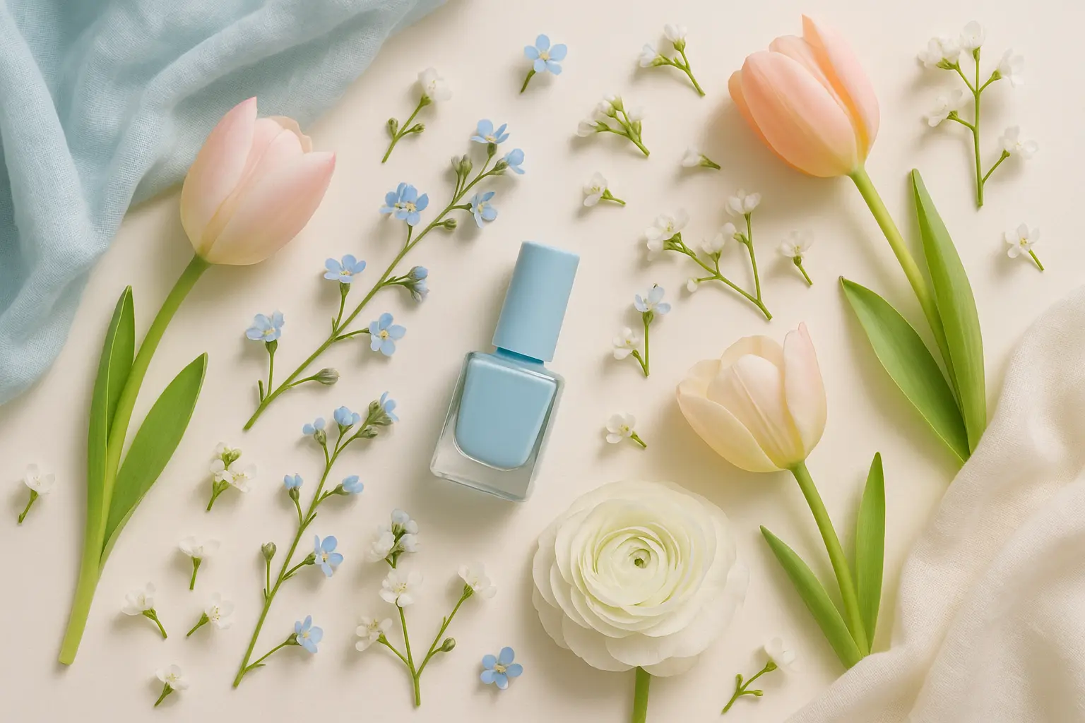 Spring pastel blue nail collection