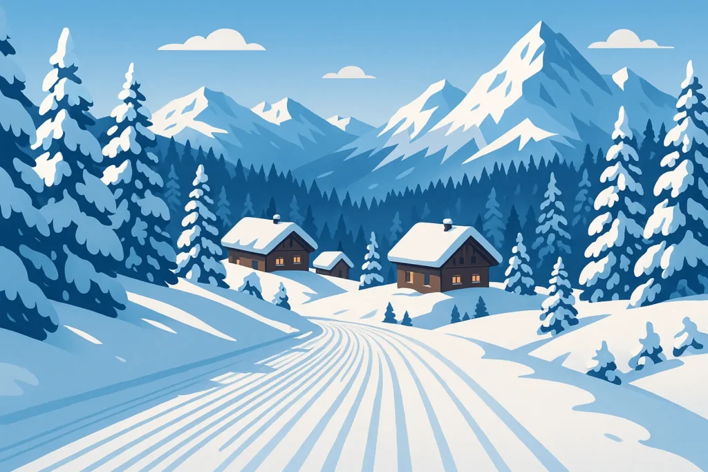 Swiss ski slopes with mountain views