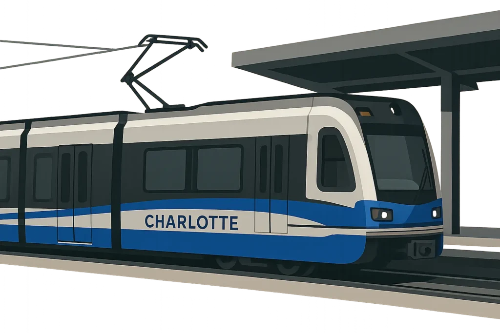 Charlotte light rail train at station