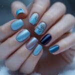 blue christmas nails