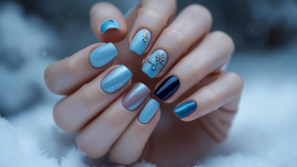 blue christmas nails