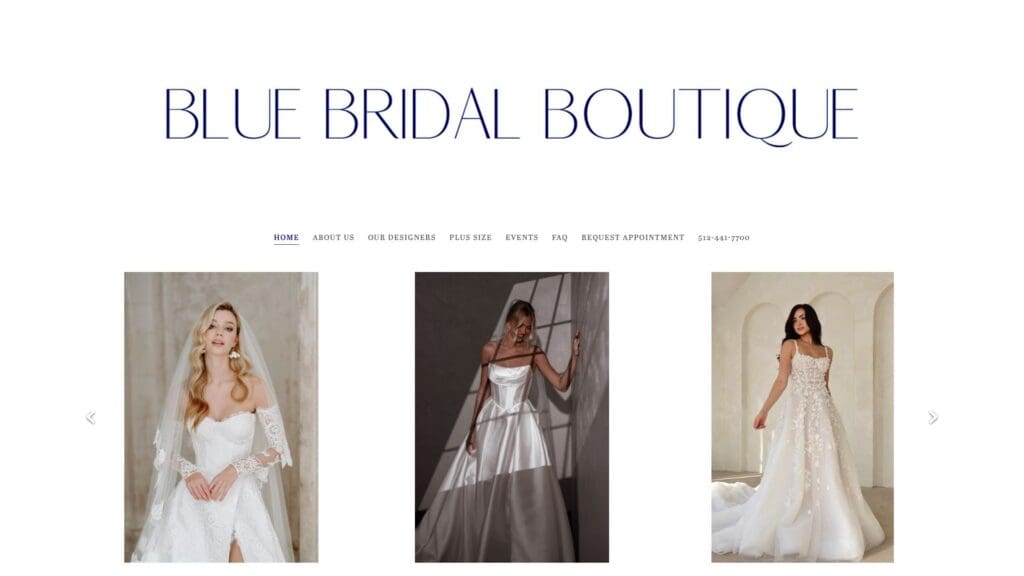 Blue Bridal Boutique Austin showroom