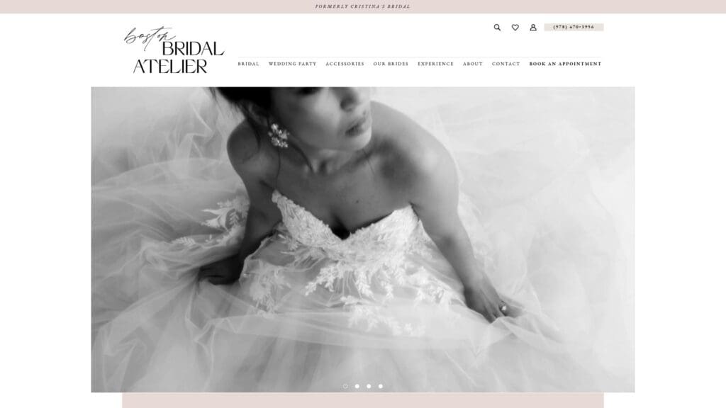 Boston Bridal Atelier showroom with award displays