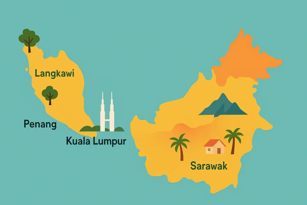 Malaysia landscape overview showing diverse destinations