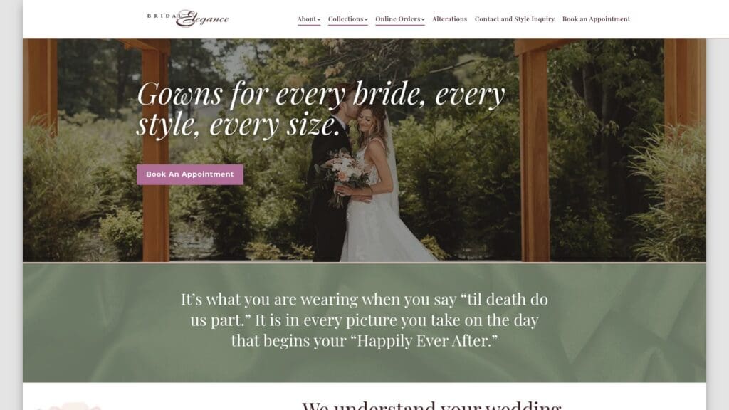 Bridal Elegance Grand Rapids website homepage