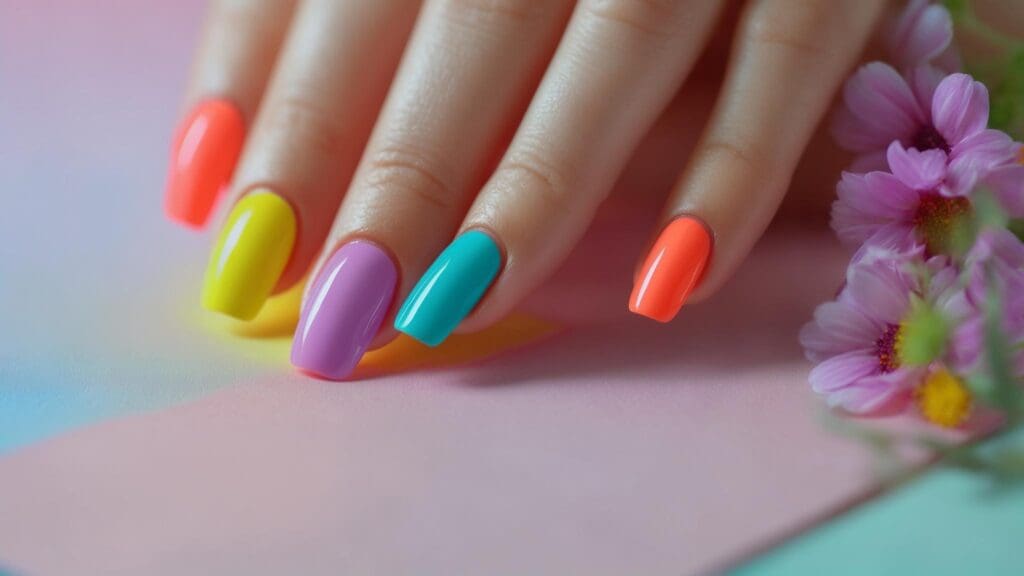 bright summer gel nails