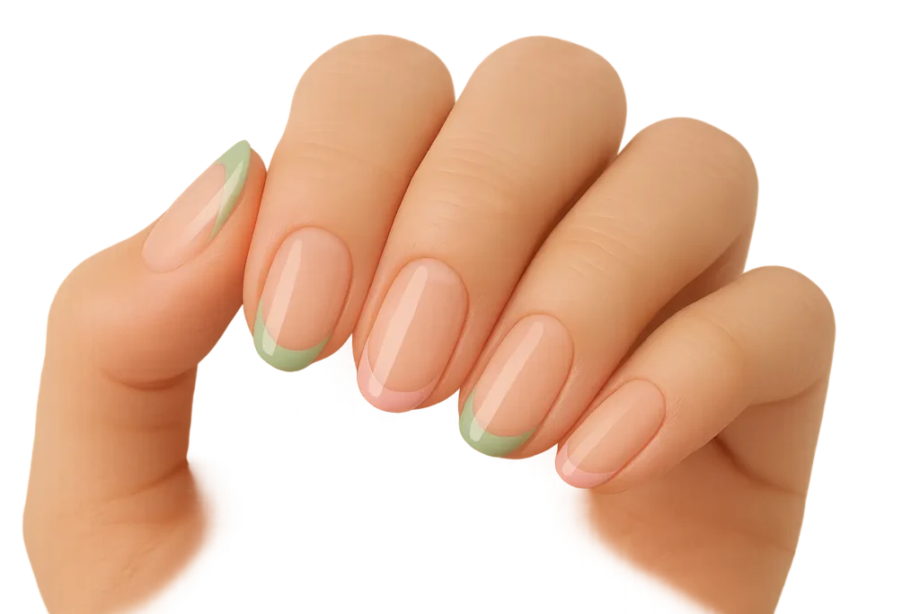 French tip nail designs in pink and green