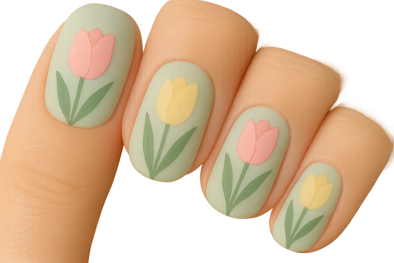 Spring tulip garden nail design