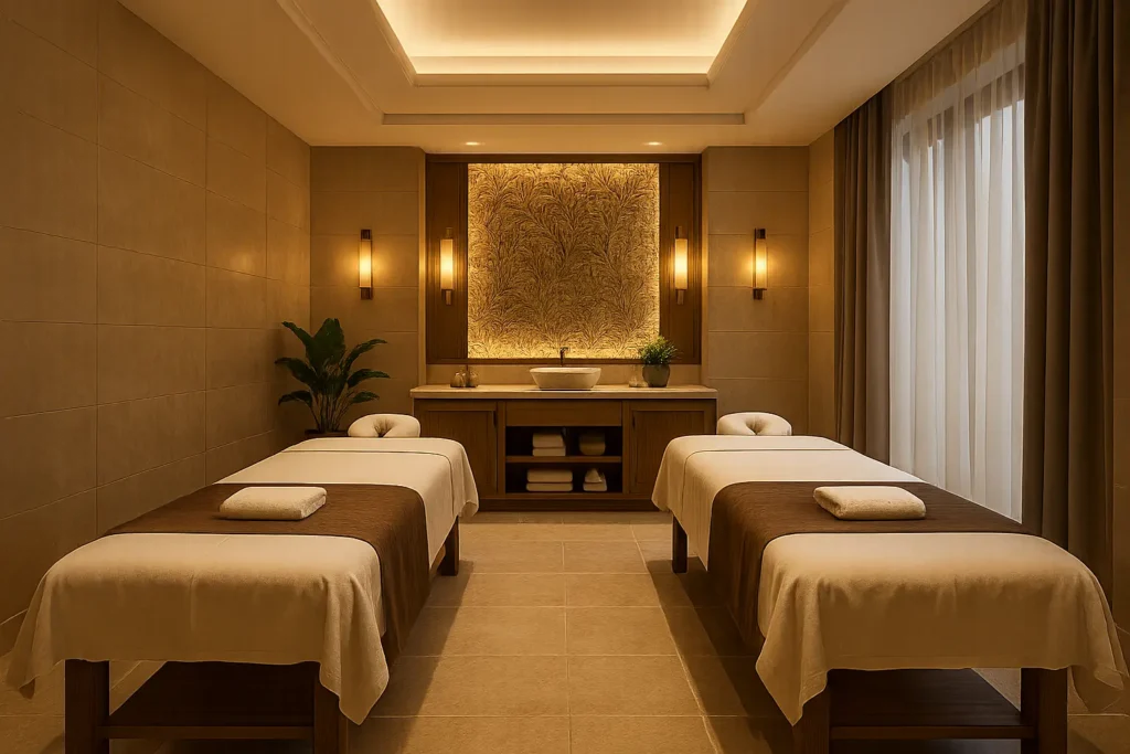 Luxury NYC hotel suite with city skyline views