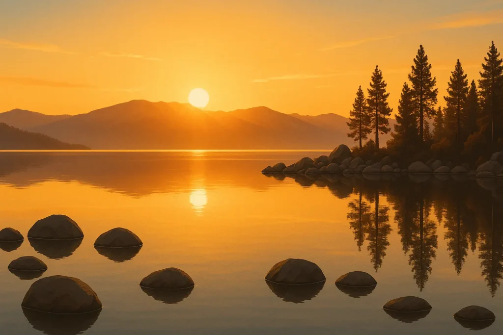 Early morning at Lake Tahoe with fewer crowds