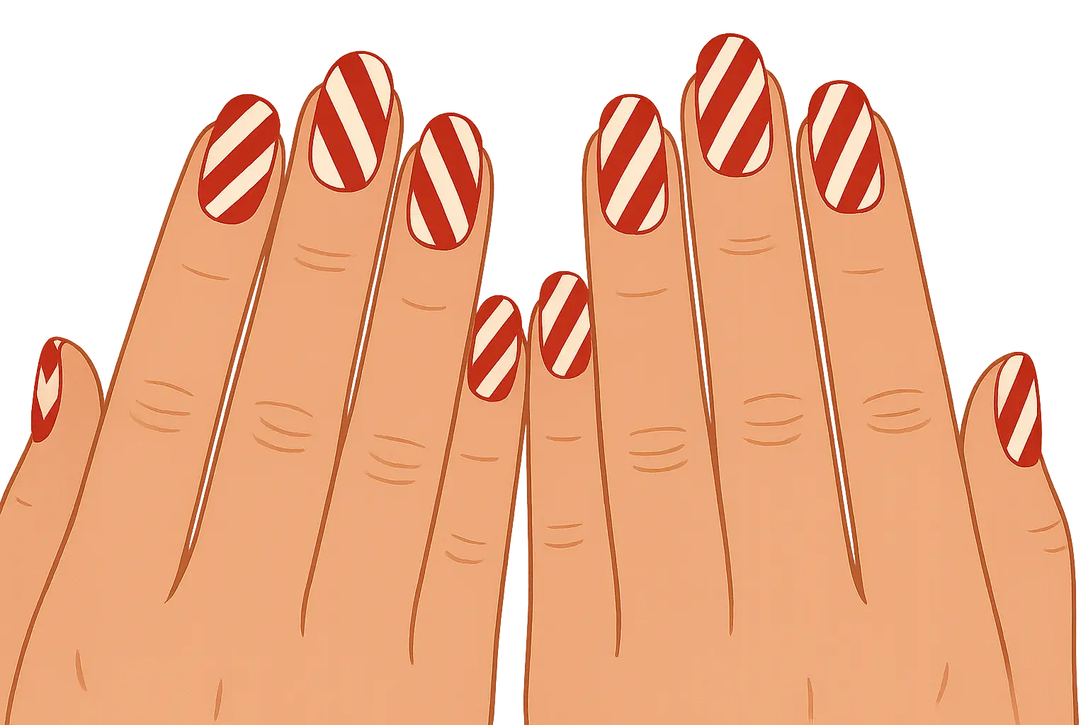 Vertical candy cane stripe nail design