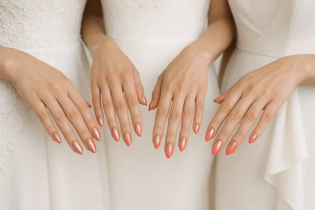 Wedding day ombré nail coordination