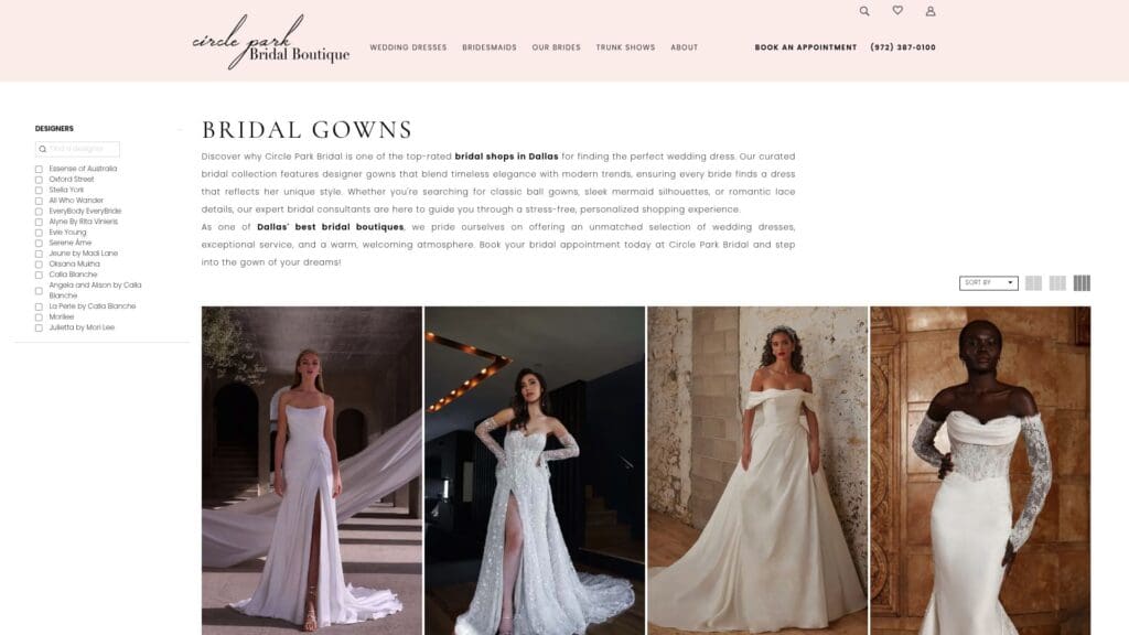 Circle Park Bridal collection display