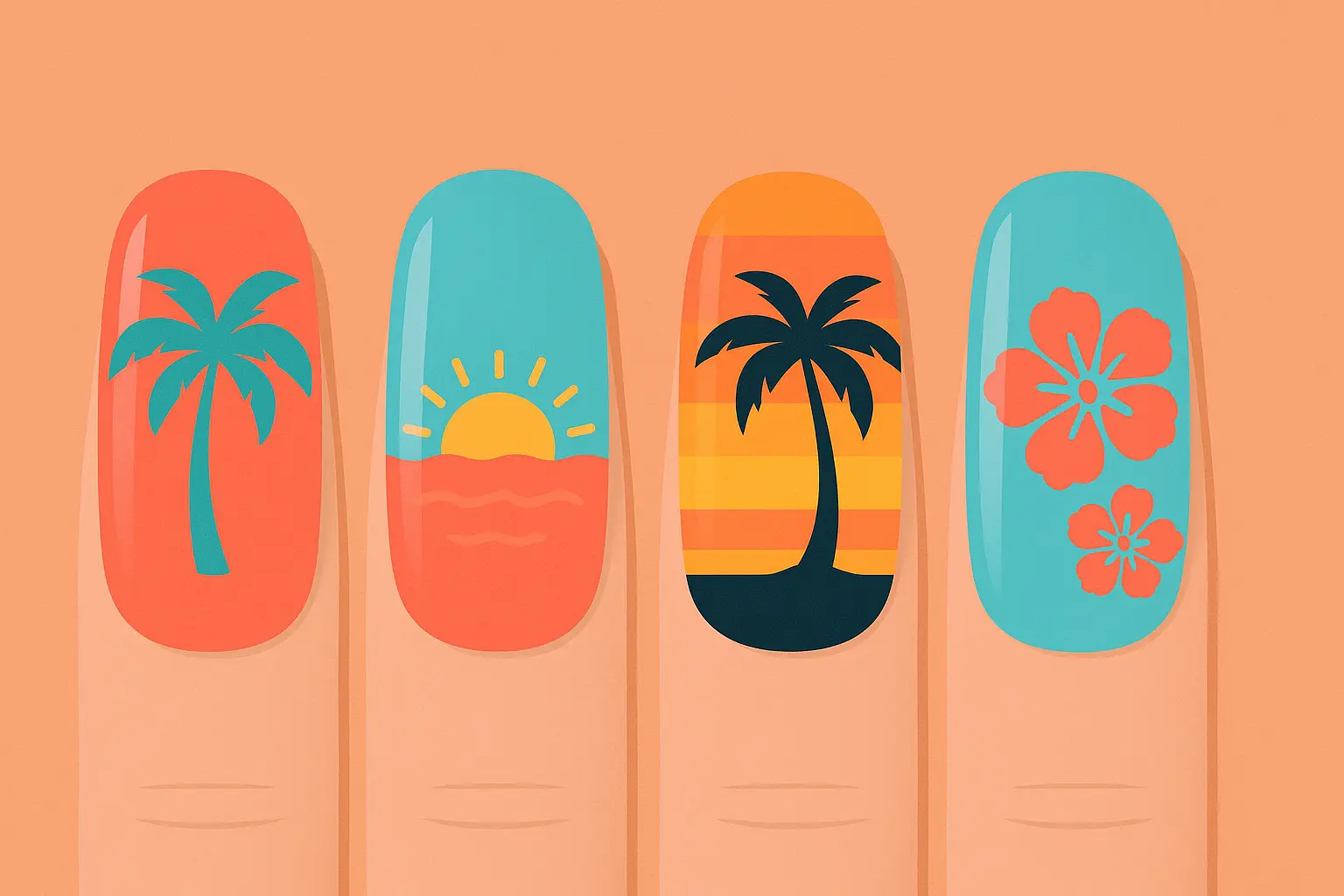 Vacation-themed nail designs