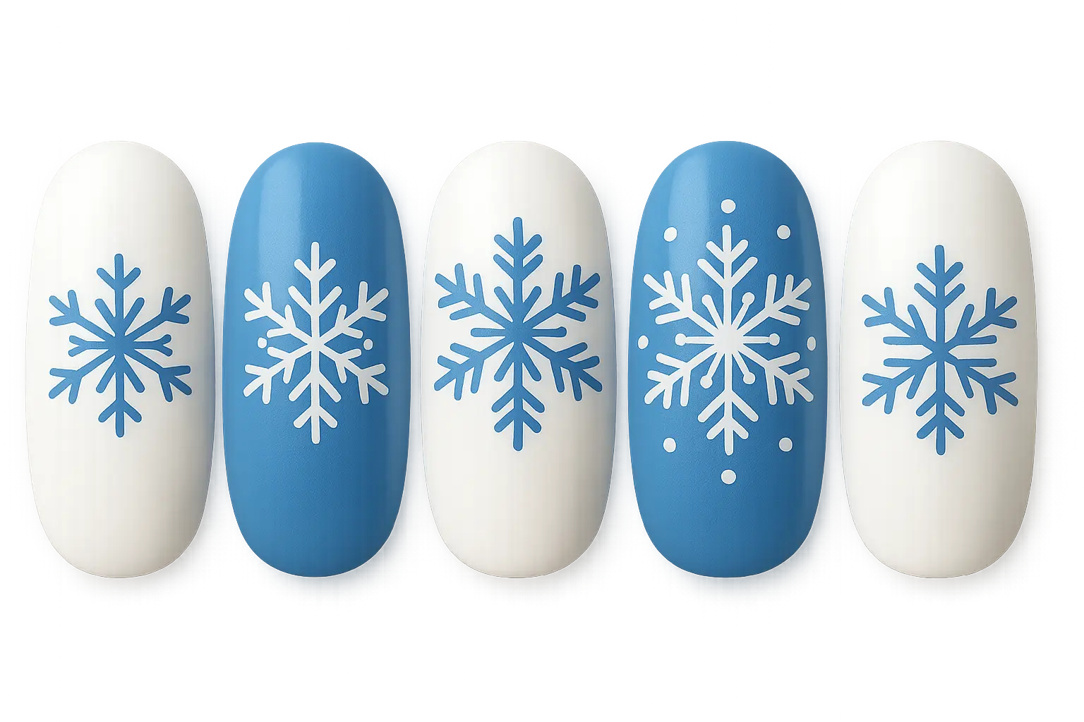 Blue and white snowflake Christmas nails