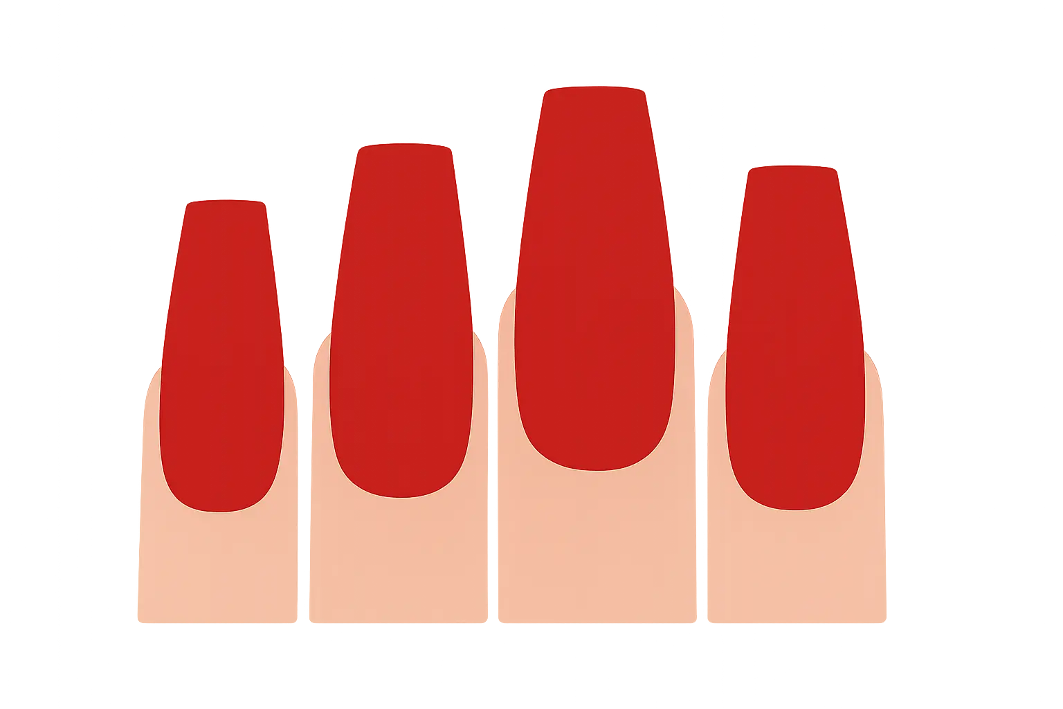 Classic red tapered square nails