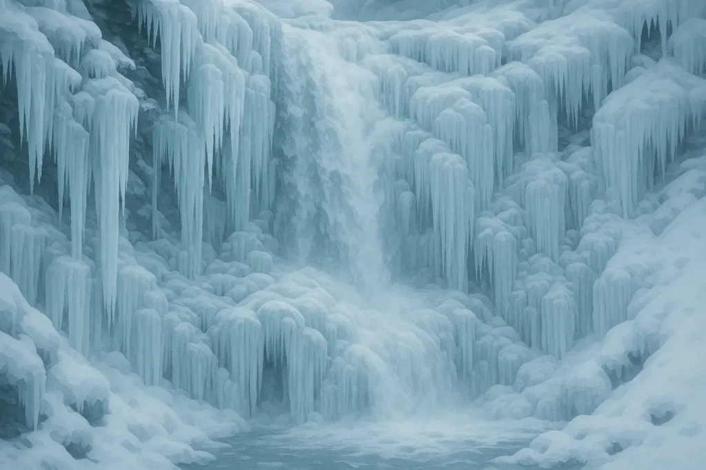 Frozen Niagara Falls winter ice formations