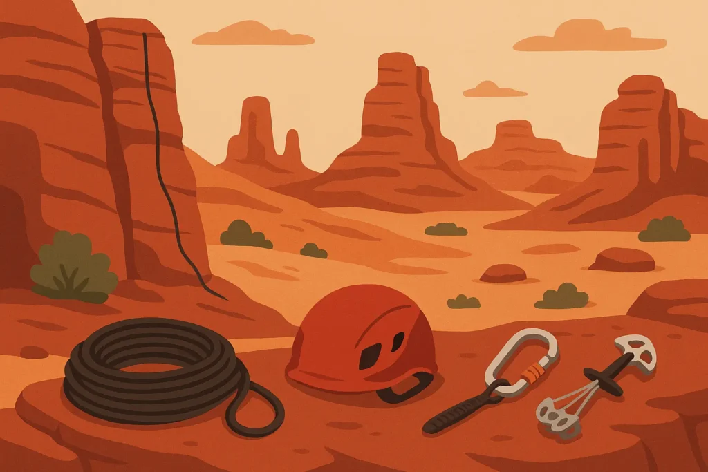 Rock climbing on Camelback Mountain with desert landscape