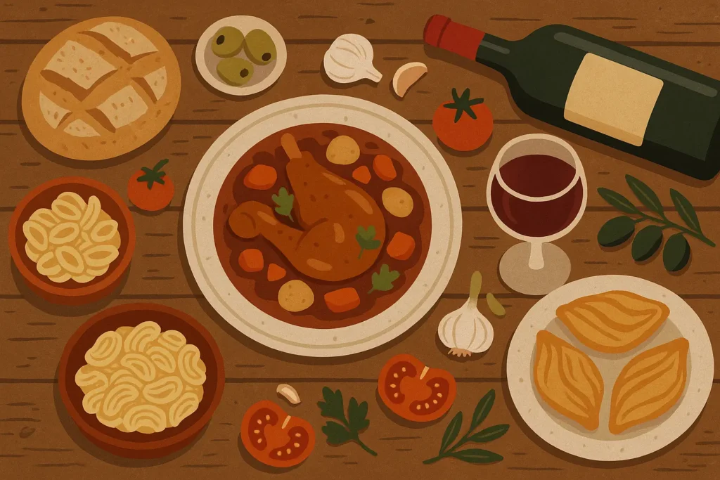 Traditional Maltese food spread