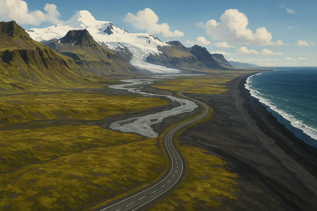 Epic Iceland landscape with dramatic waterfalls and volcanic terrain