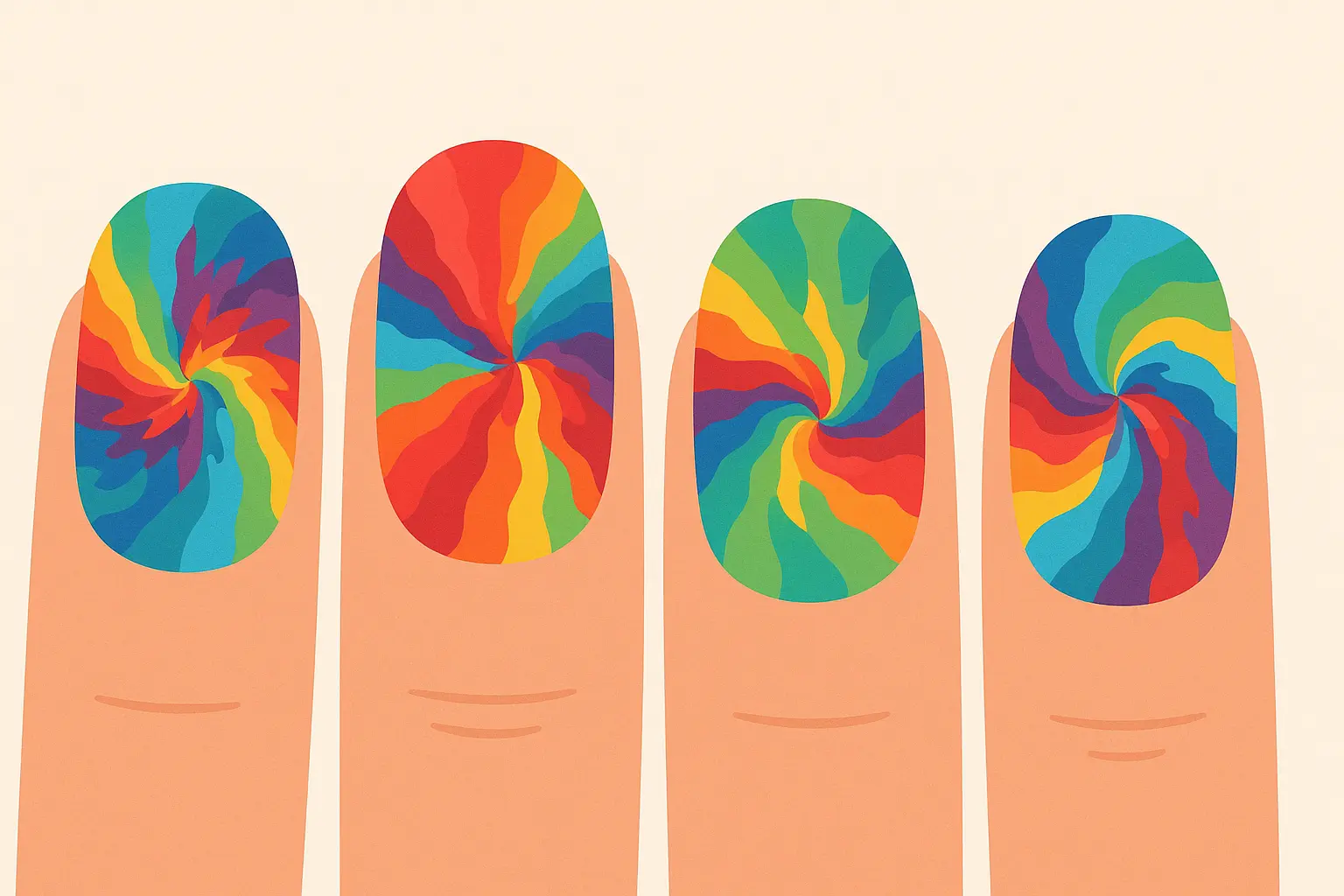 Tie-dye hippie chic nails