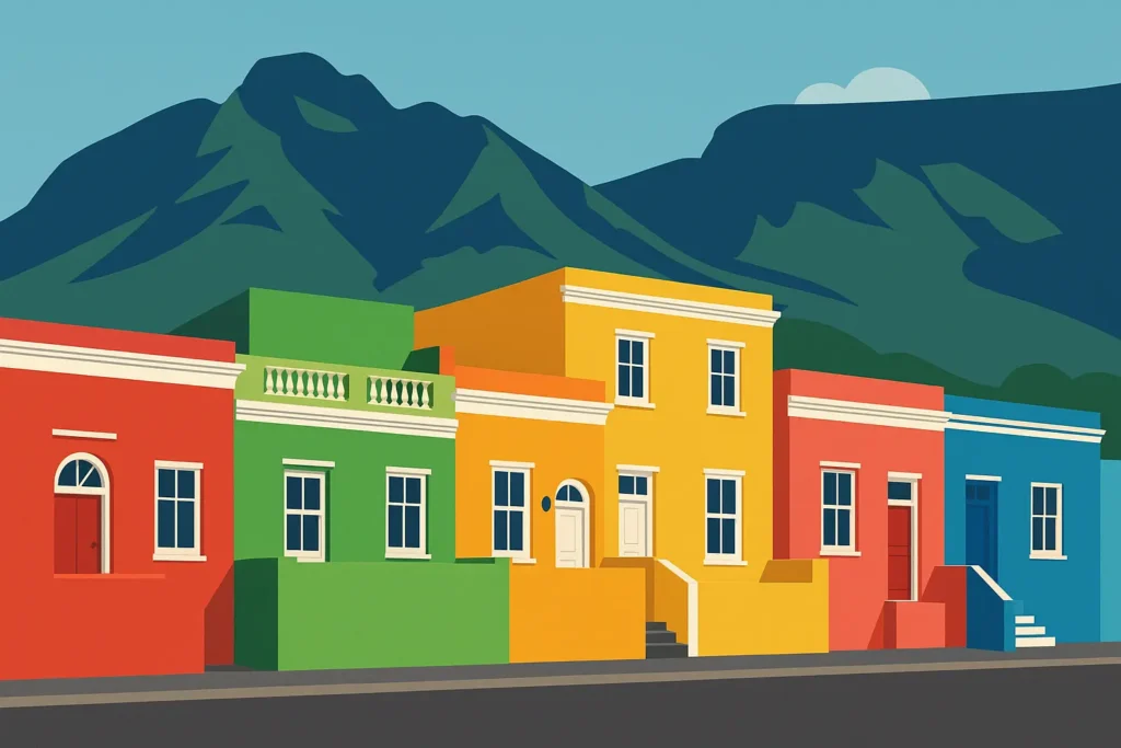 Colorful Bo-Kaap houses in Cape Town cultural district