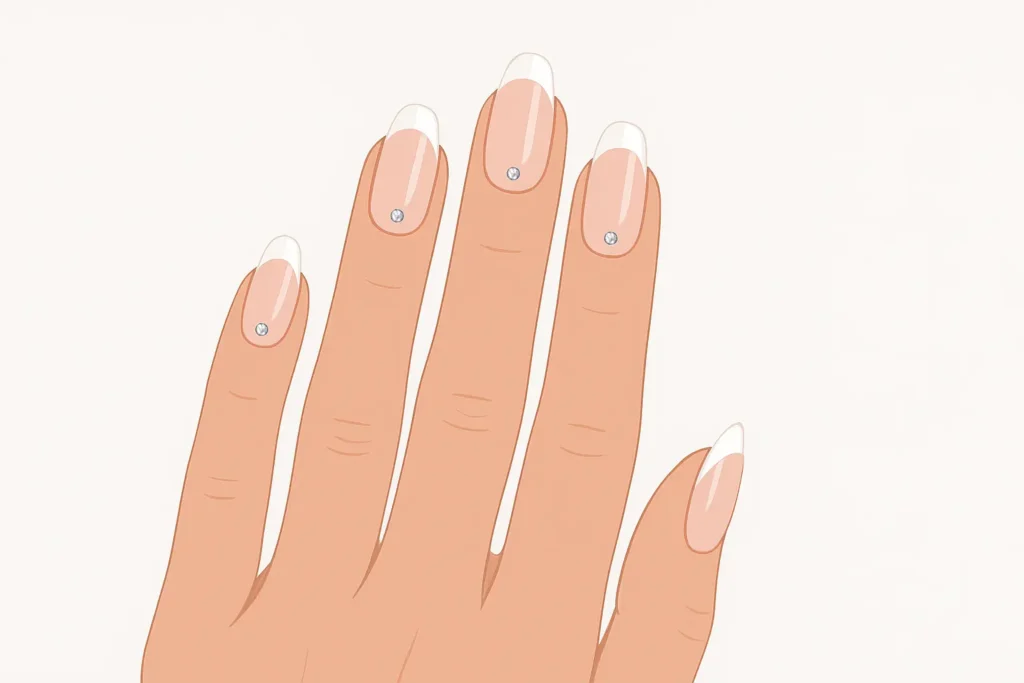 Single crystal French tip nail design