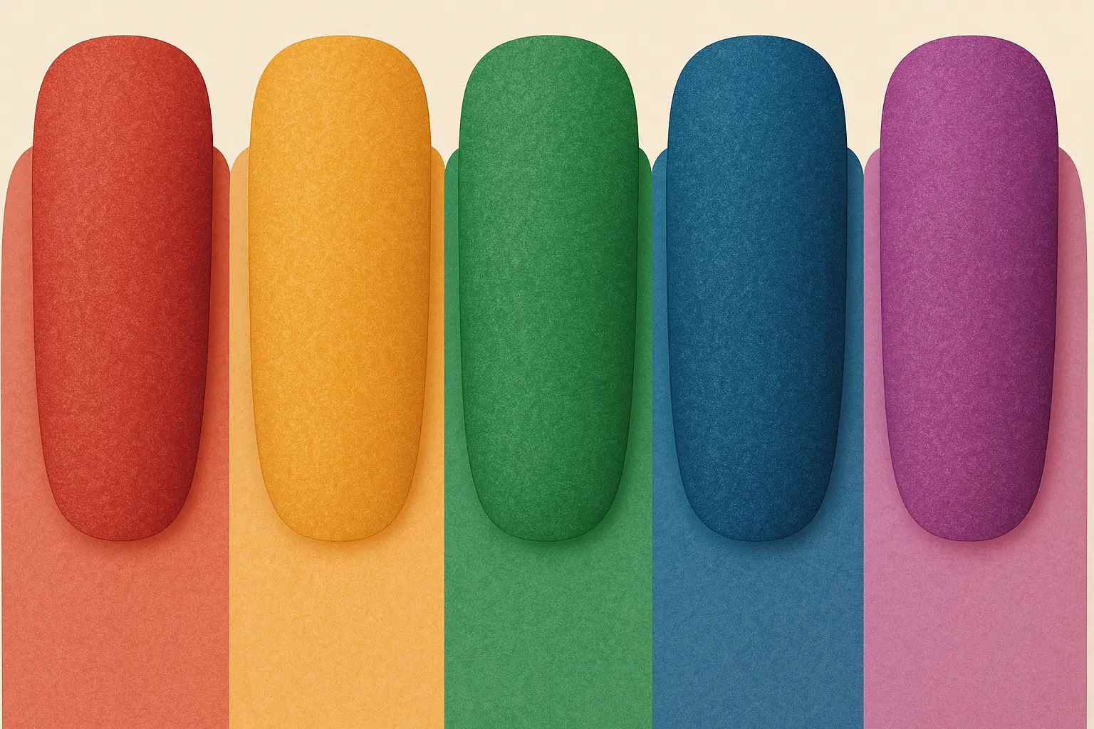 Matte rainbow finish nails