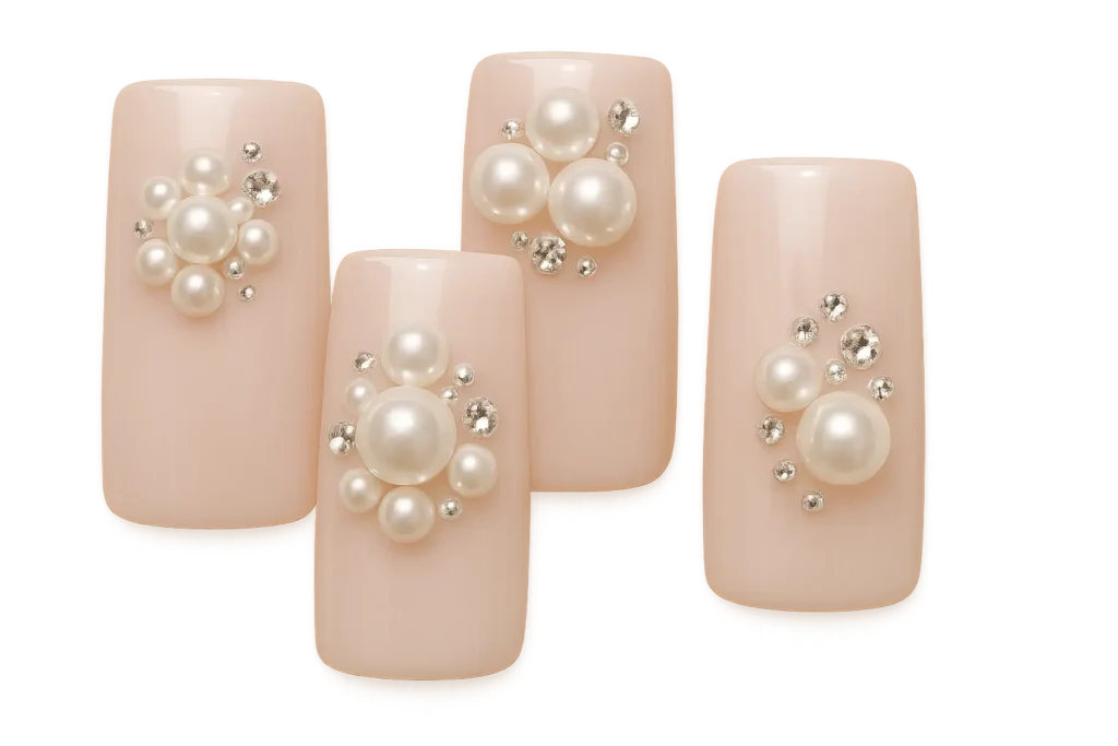 3D embellished square nail design