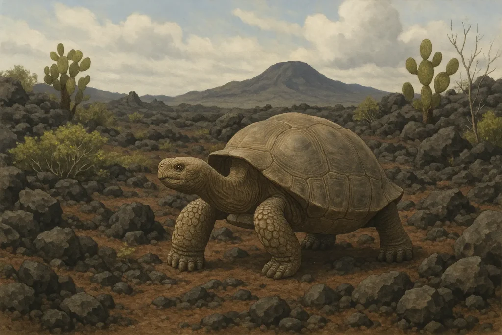 Galápagos marine iguana on volcanic rocks