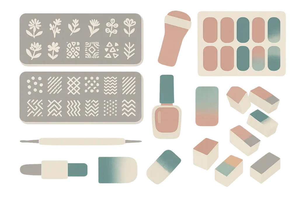 DIY indigo nail art tools and results