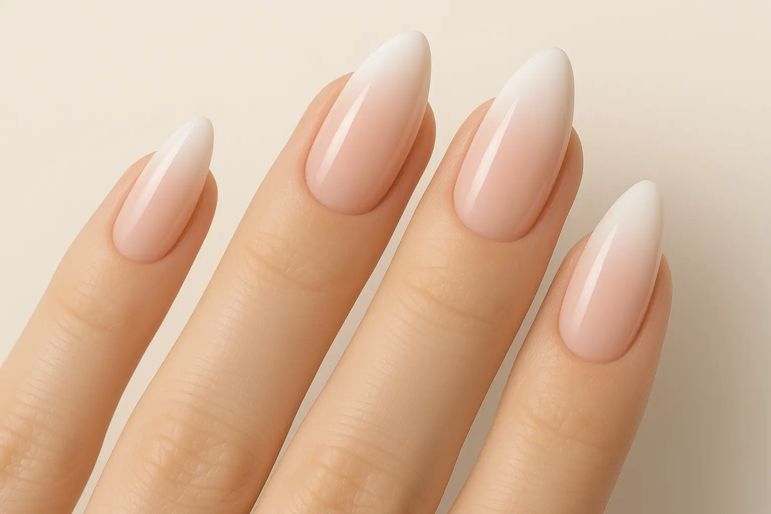 Bridal pink french ombre nail design