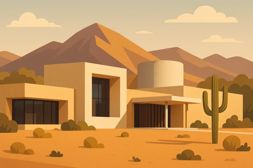 Art museum exterior with desert architecture