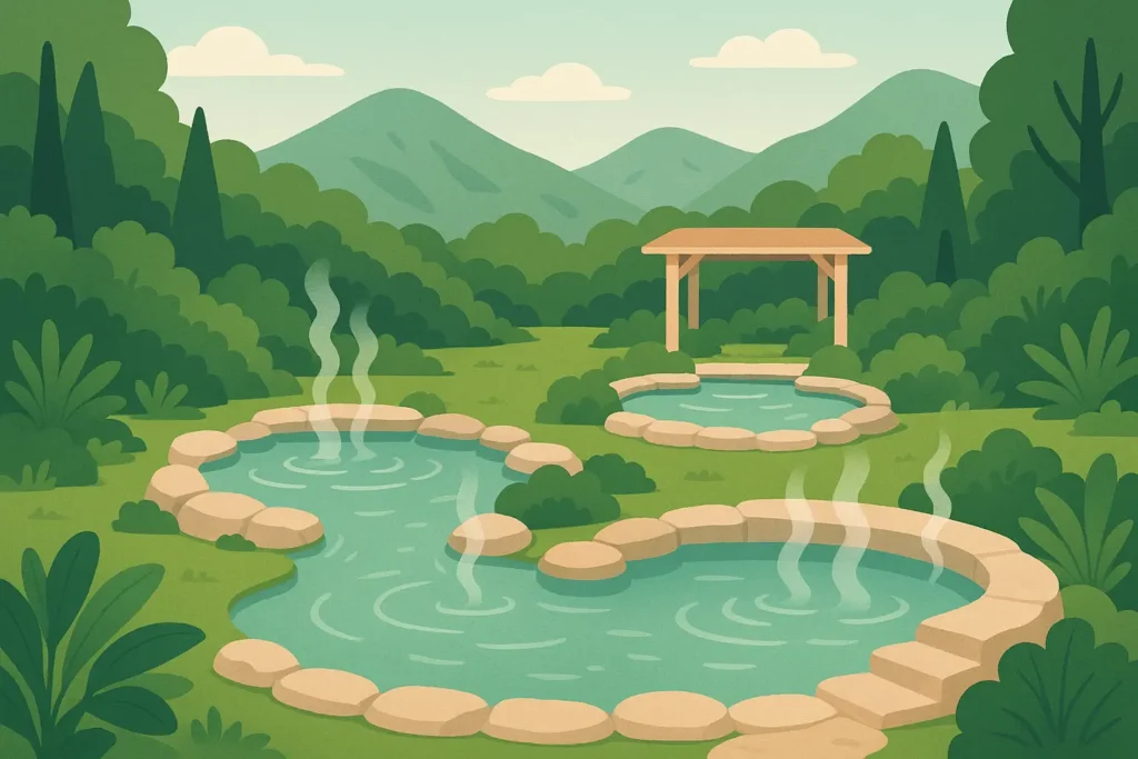 Thermal spa pools surrounded by nature