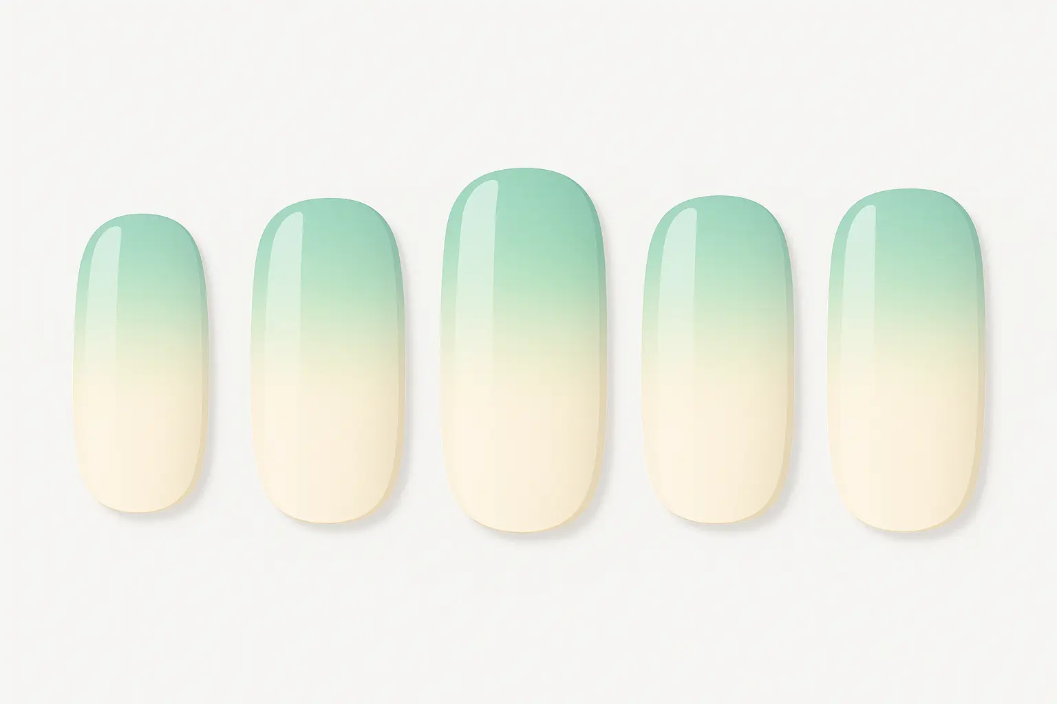 mint to cream ombre nail design