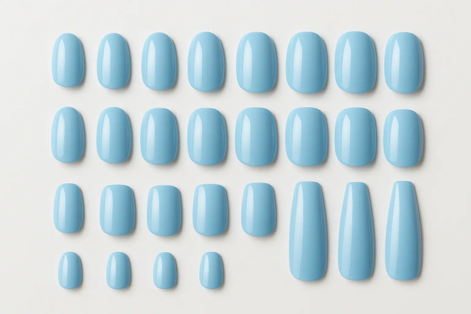 Professional sky blue press-on nails