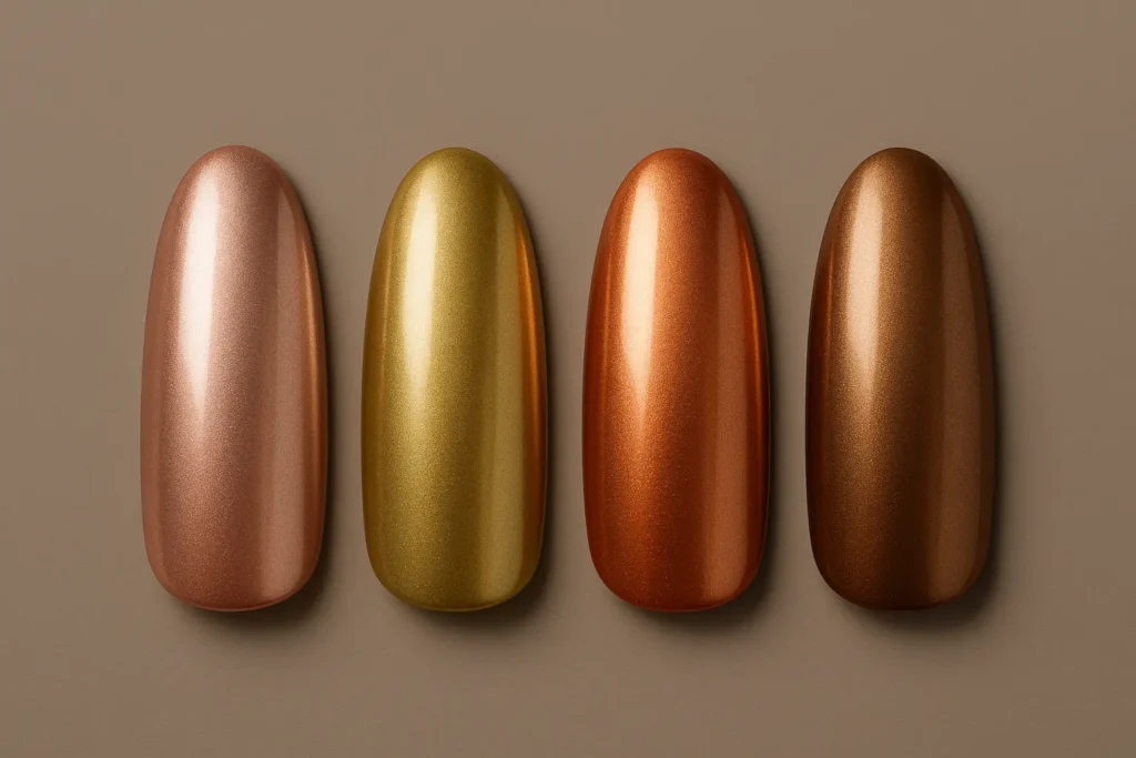 Metallic autumn nail designs