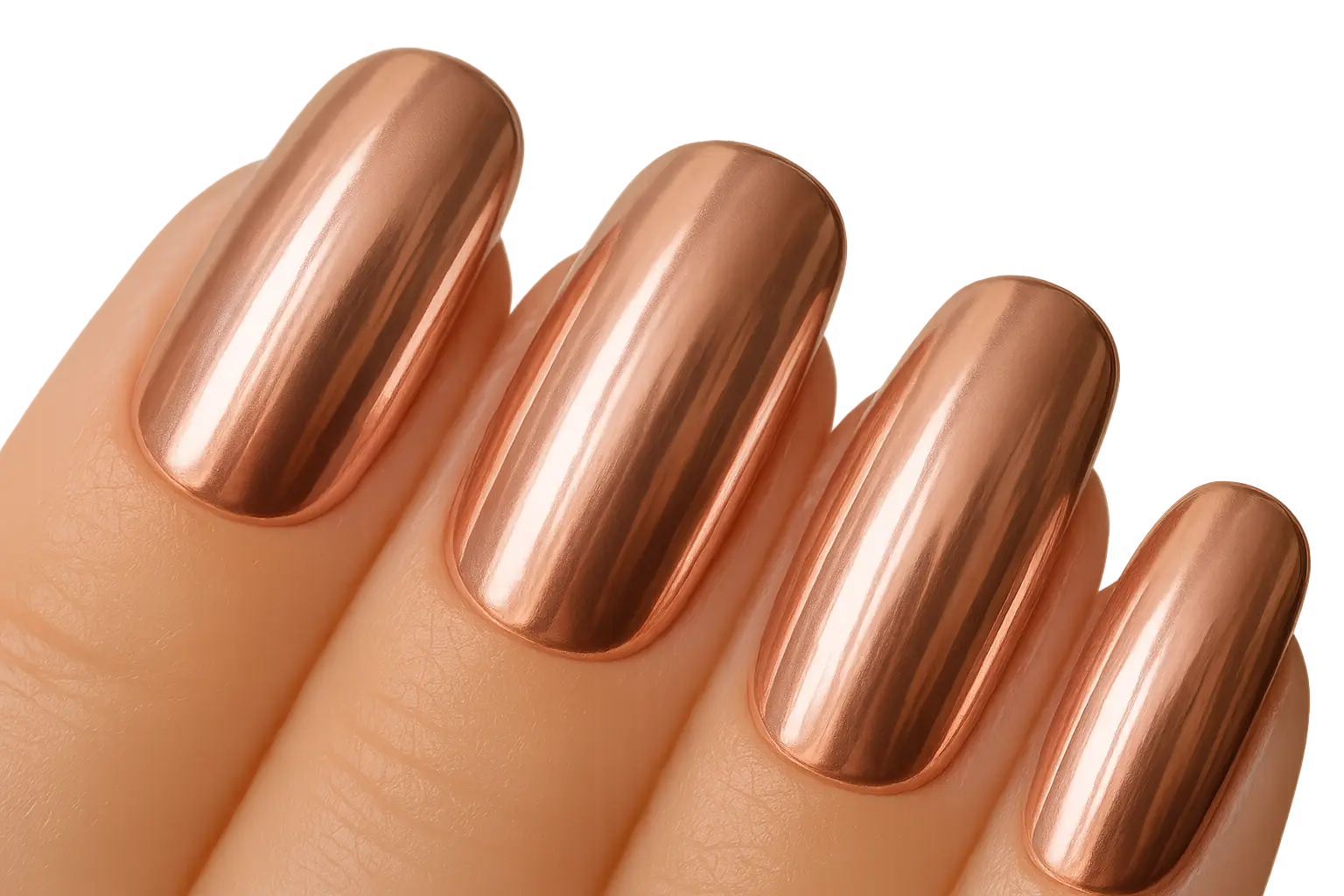 Rose gold chrome nail design