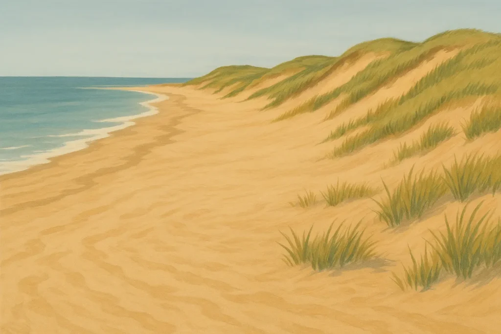 Beautiful Cape Cod beach with rolling waves