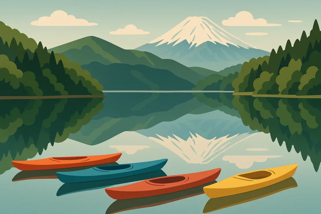 Lake Ashi water sports activities with Mount Fuji backdrop