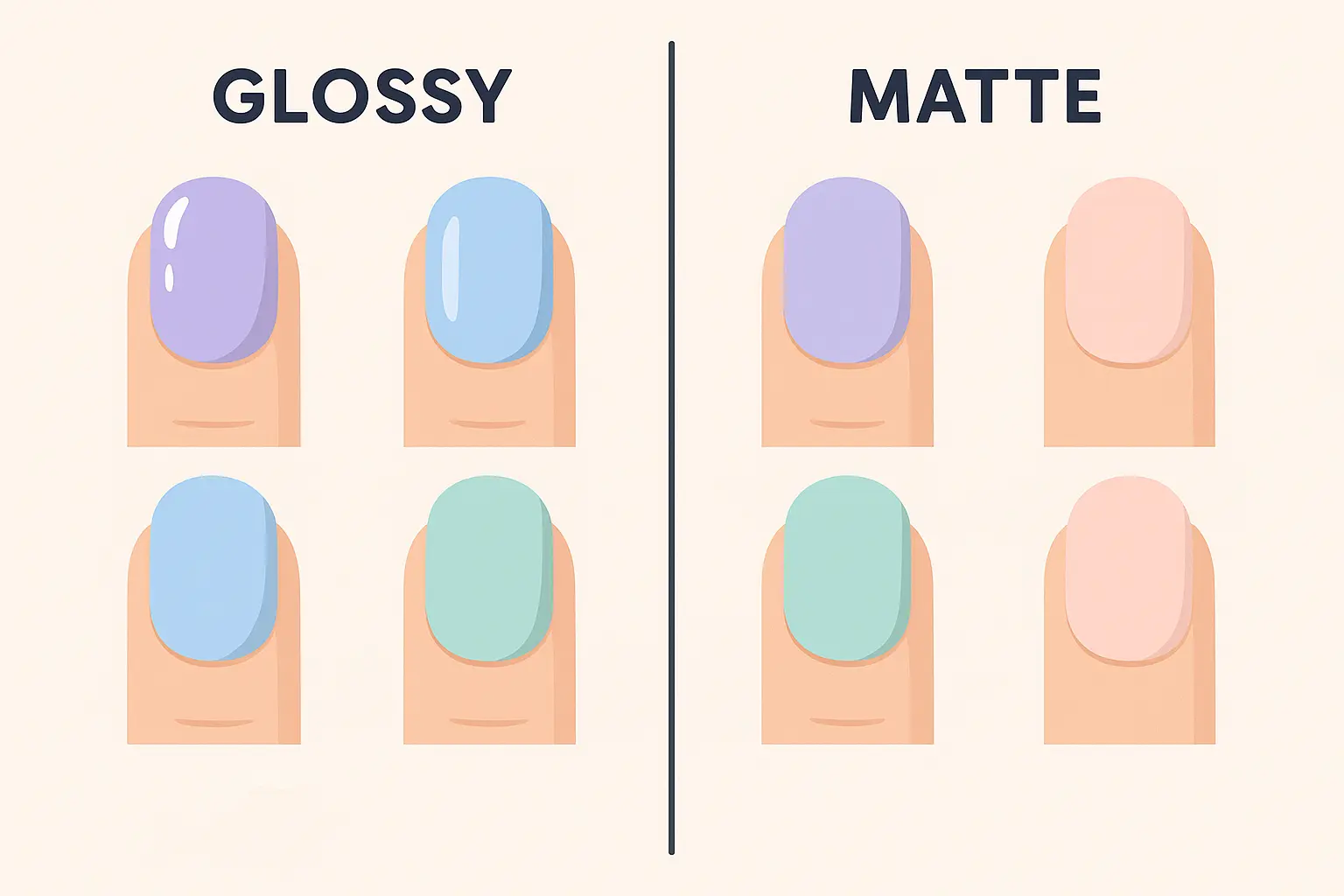Matte pastel finish nails