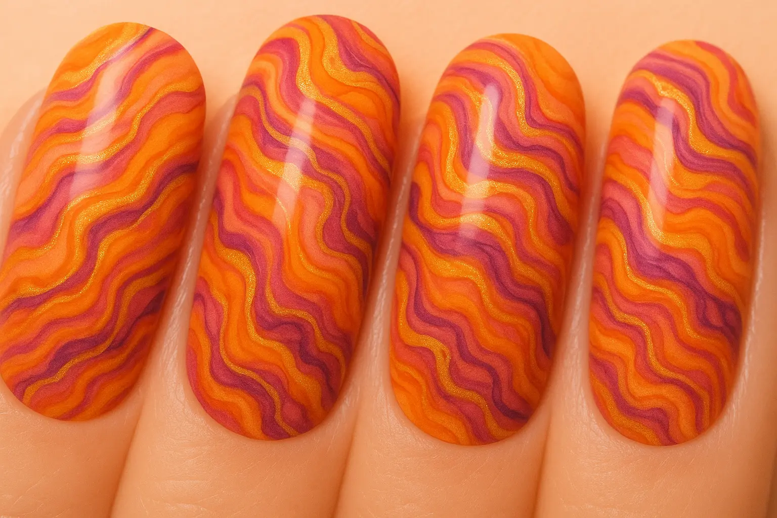 Sunset marble nail technique