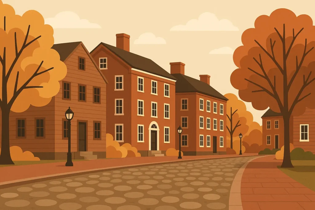 Salem planning guide showing historic buildings and tourist areas