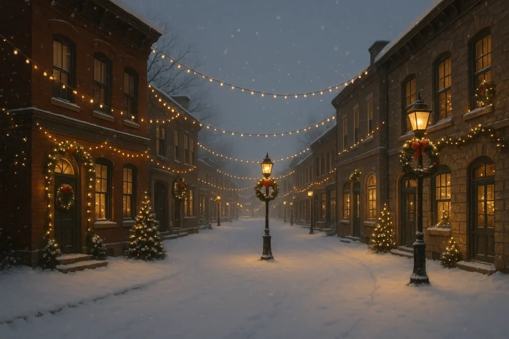 Winter holiday celebrations and Christmas lights in Salt Lake City