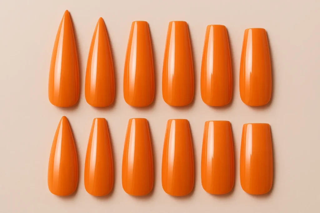 Orange acrylic nail designs showcase