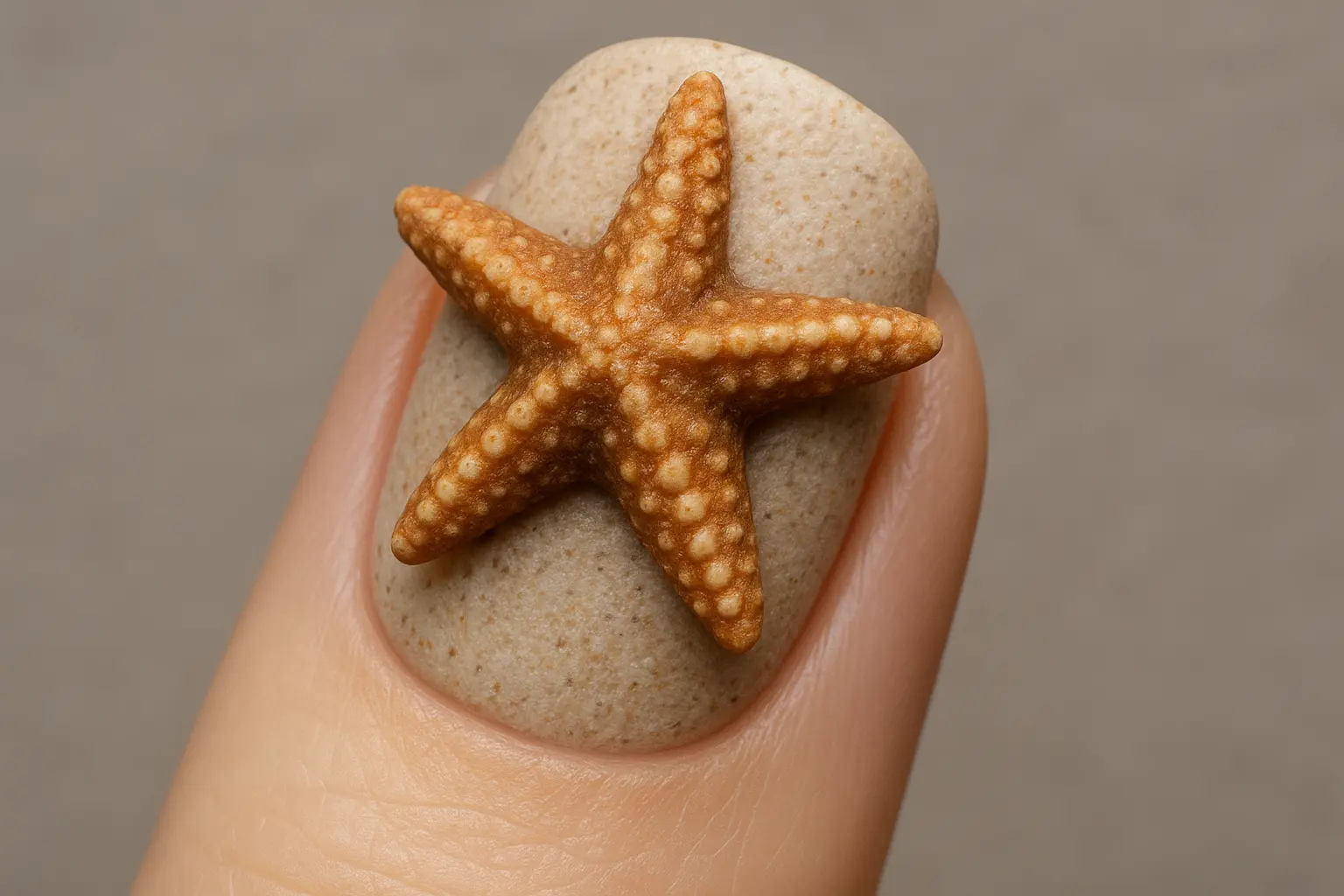 3D sculptural starfish nail art with raised textured elements