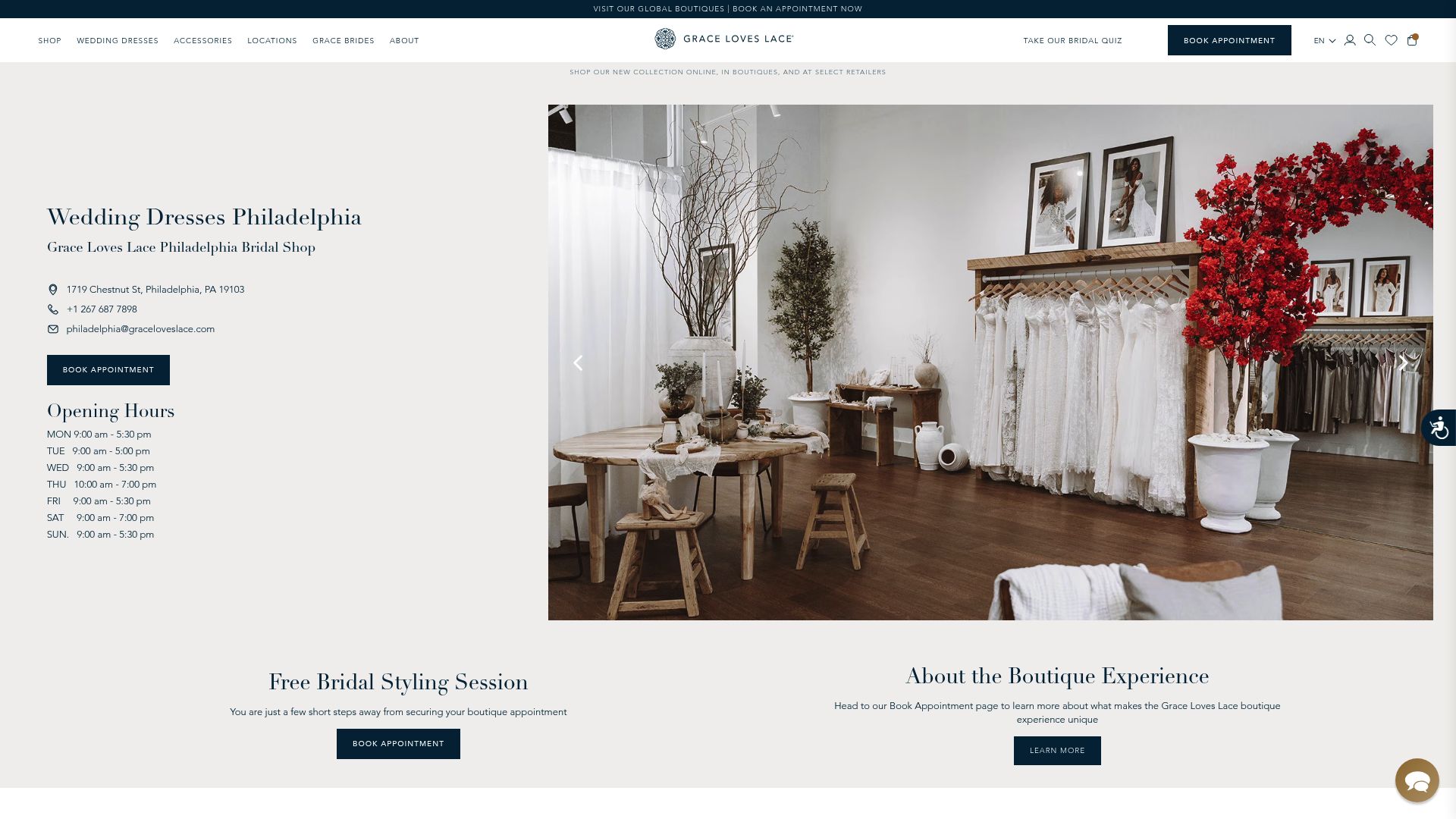 Grace Loves Lace Philadelphia showroom interior