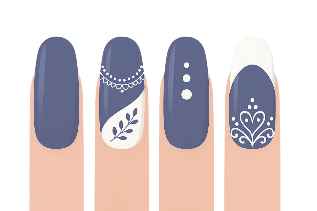 Bridal indigo nail designs