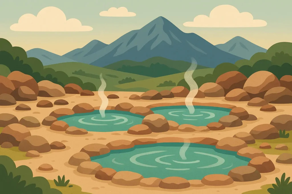 Natural hot springs setting