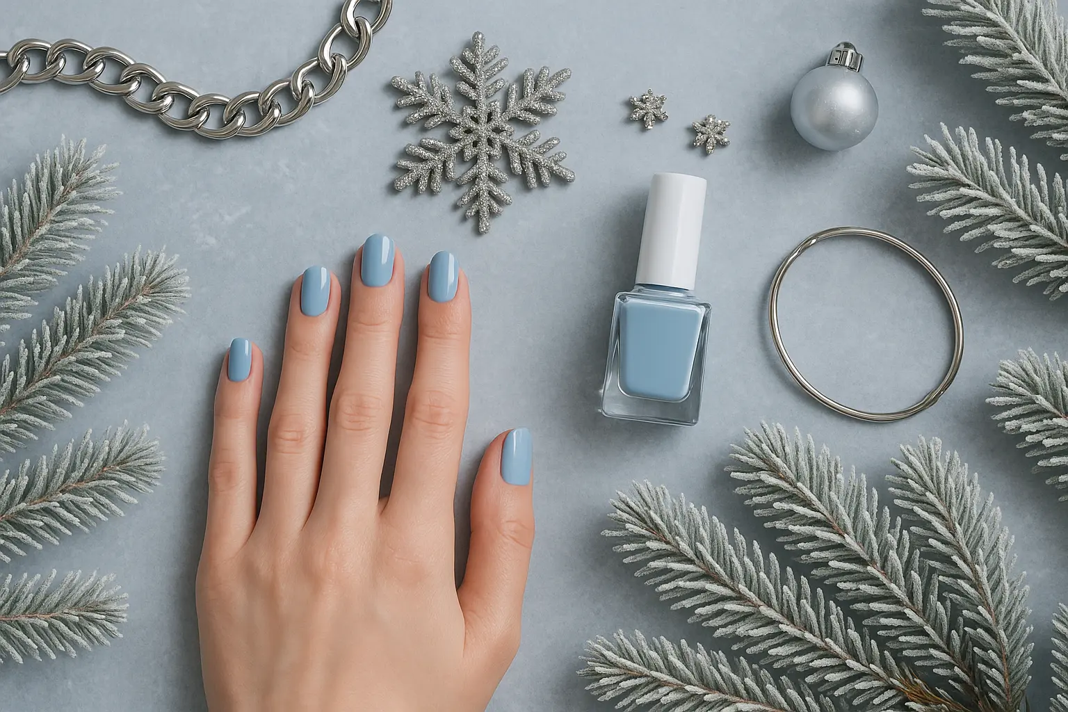 Winter ice blue nail design